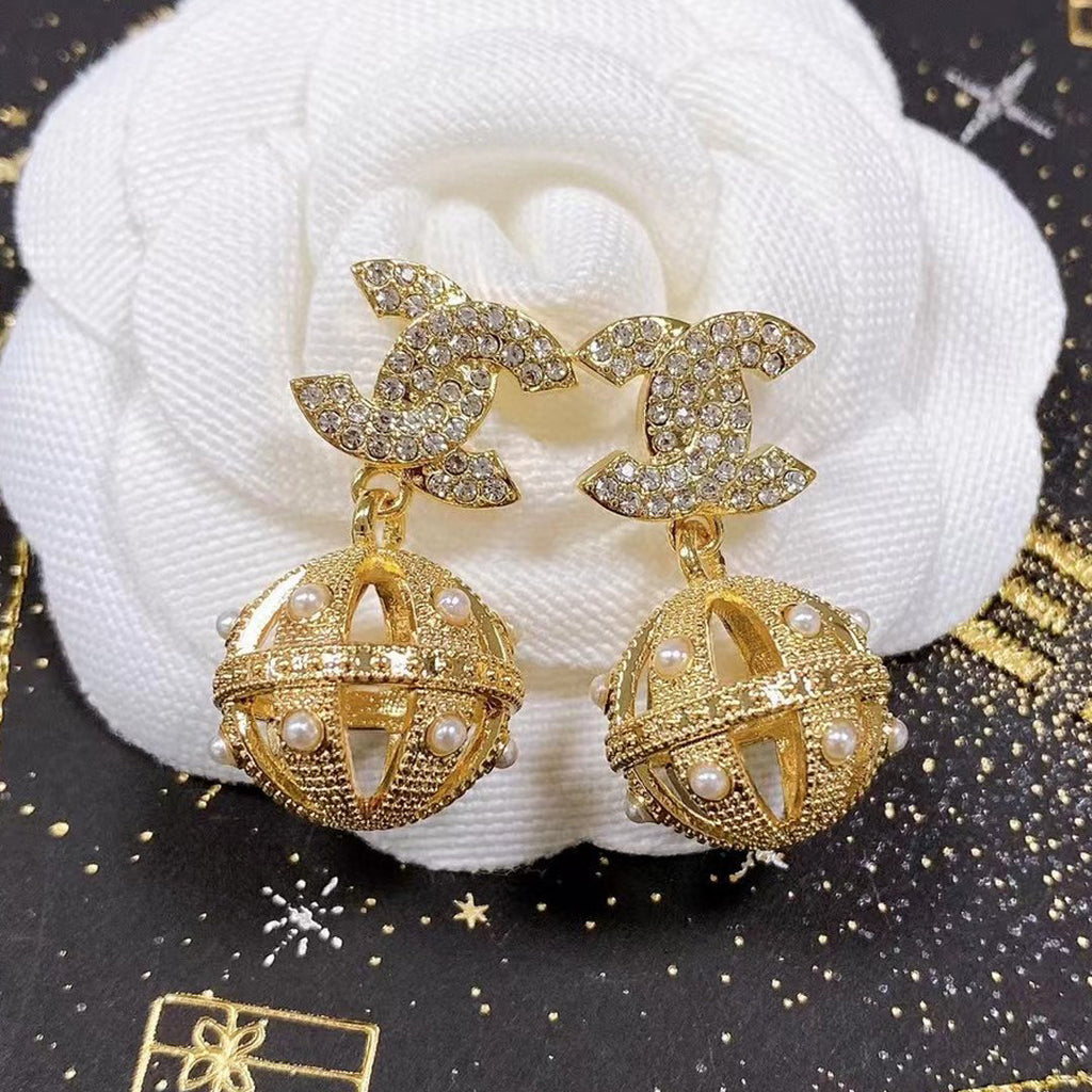 18K  Chanel Ball Drop Earrings