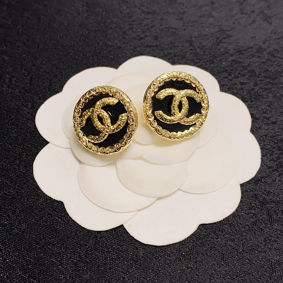 18K  Chanel Black & Red Earrings