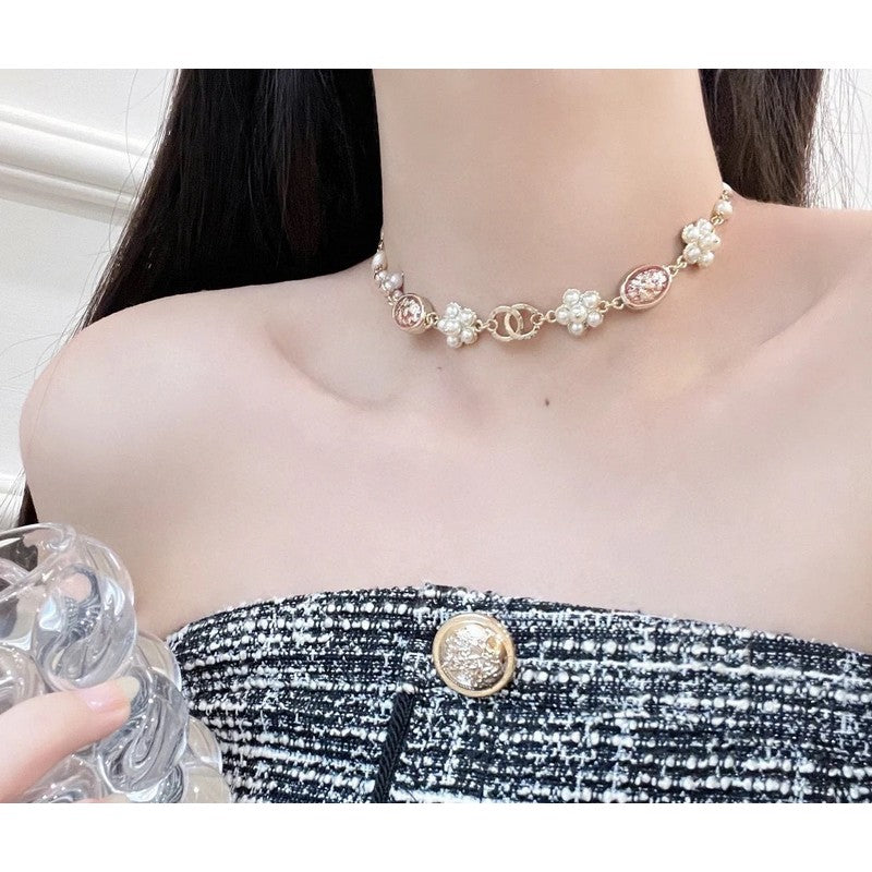 18K  Chanel Black & Orange Crystal Choker Necklace