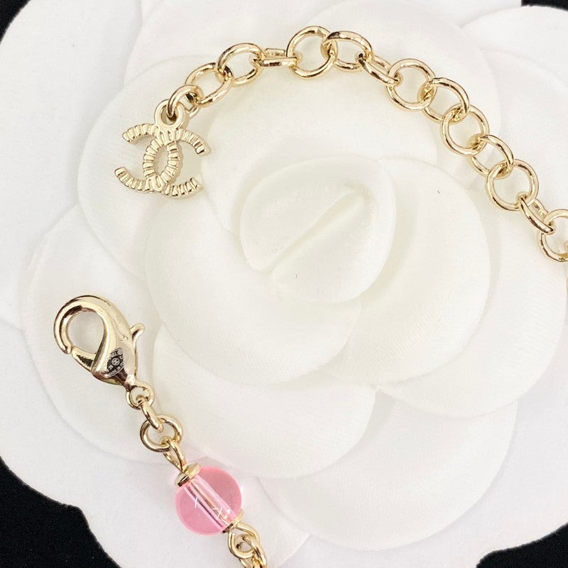 18K  Chanel 26C Pink Crystal Long Necklace
