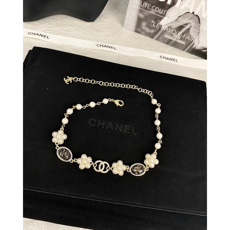 18K  Chanel Black & Orange Crystal Choker Necklace